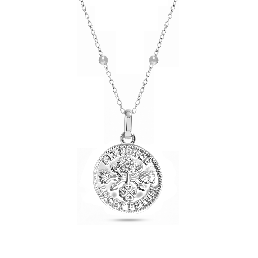 Lucky Sixpence Coin Necklace (Silver)