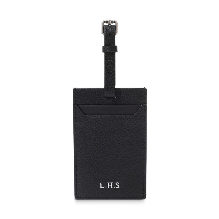 Men's Leather Luggage Tag (Black)