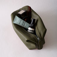 Men's Leather Wash Bag (Green)