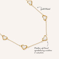 Multi Mother of Pearl Mini Hearts Necklace (Gold)