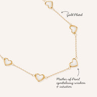 Multi Mother of Pearl Mini Hearts Necklace (Gold)