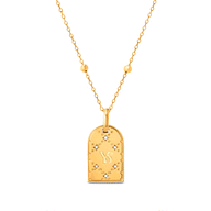 Monogram Double Initial Tag Necklace (Gold)