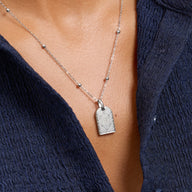 Monogram Double Initial Tag Necklace (Silver)