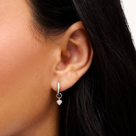 Fine Molten Heart Huggie Earrings (Silver)