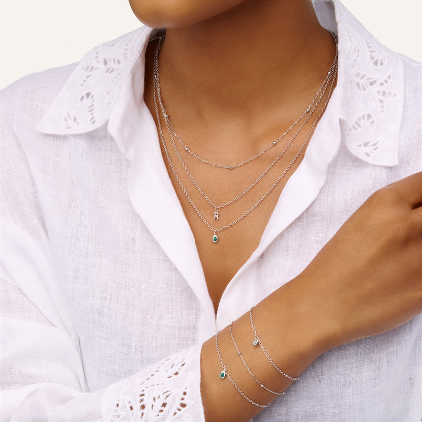 Fine Molten Initial Necklace (Silver)