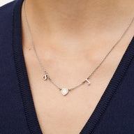 Made Mine Initials & Birthstone Necklace (Silver)