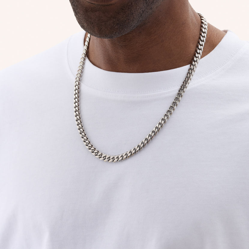 Men's Curb Chain Necklace (Silver)