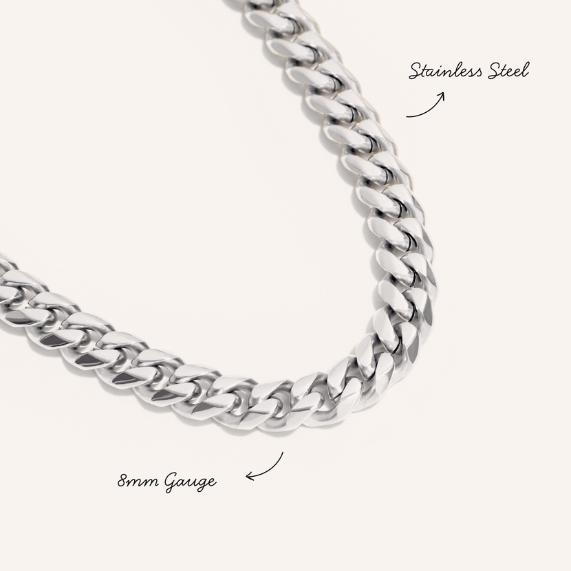 Men's Curb Chain Necklace (Silver)