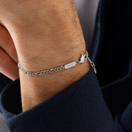 Men's Intersection Figaro Chain Bracelet (Silver)