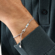 Intersection Curb Chain Birthstone Bracelet (Silver)