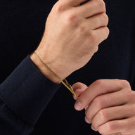 Men's Intersection Curb Chain Engravable Bracelet (Gold)