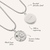 Traditional Zodiac Coin Necklace (Silver)