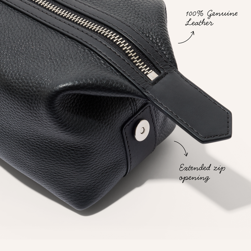 Men's Leather Wash Bag (Black)