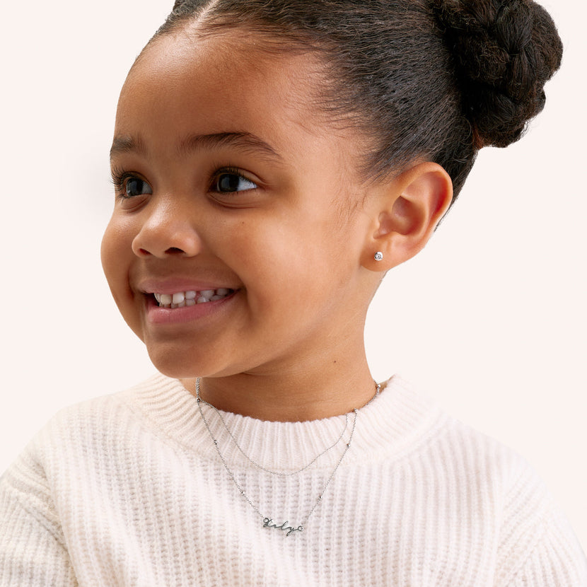 Matching 'Mini & Me' Signature Name Necklace Set (Silver)