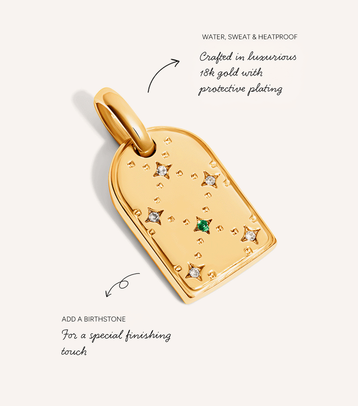 Mini Monogram Birthstone Tag Necklace (Gold)