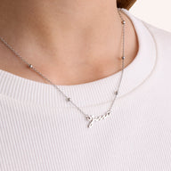 Matching 'Mini & Me' Signature Name Necklace Set (Silver)