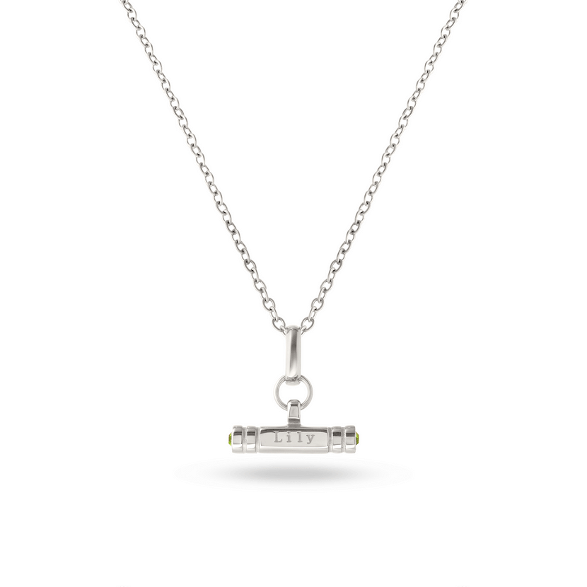 Mini Custom Stamped T-Bar Necklace (Silver)