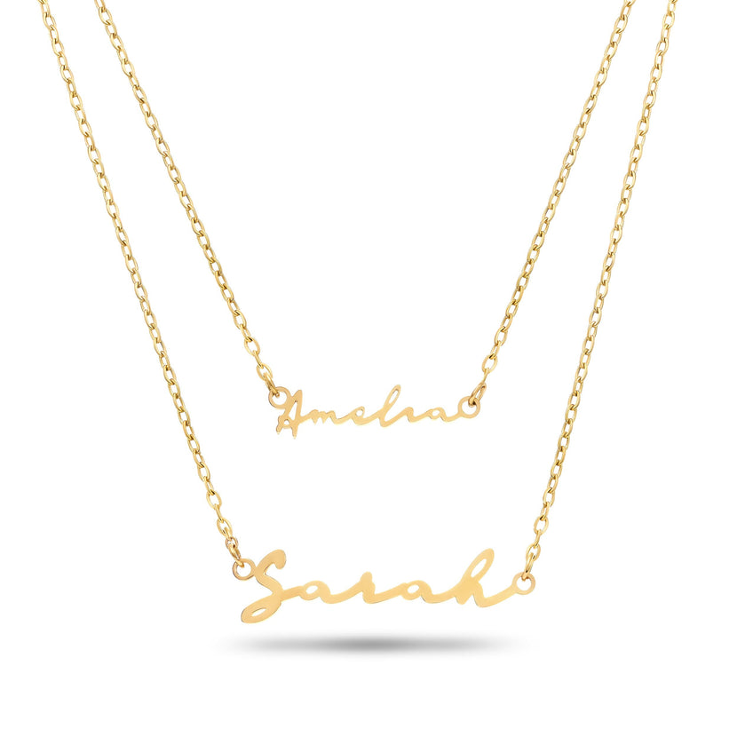 Matching 'Mini & Me' Signature Name Necklace Set (Gold)