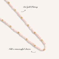 Pink Quartz Mini Beaded Necklace (Gold)