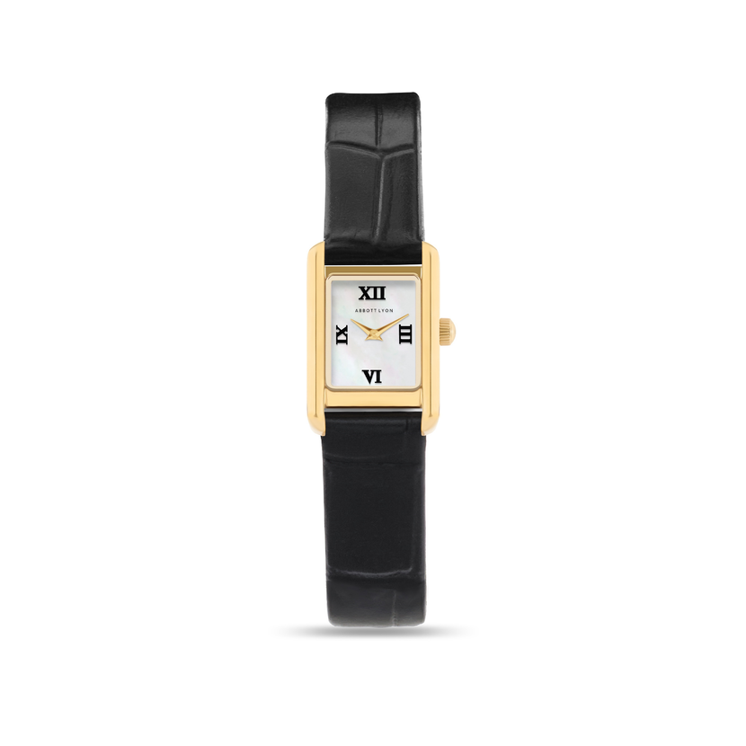 Mini Chelsea Mother of Pearl Leather Watch (Gold)