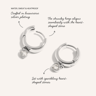 Chunky Heart Huggie Hoop Earrings (Silver)