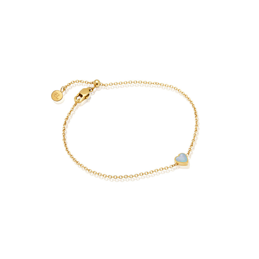 Blue Heart Bracelet (Gold)