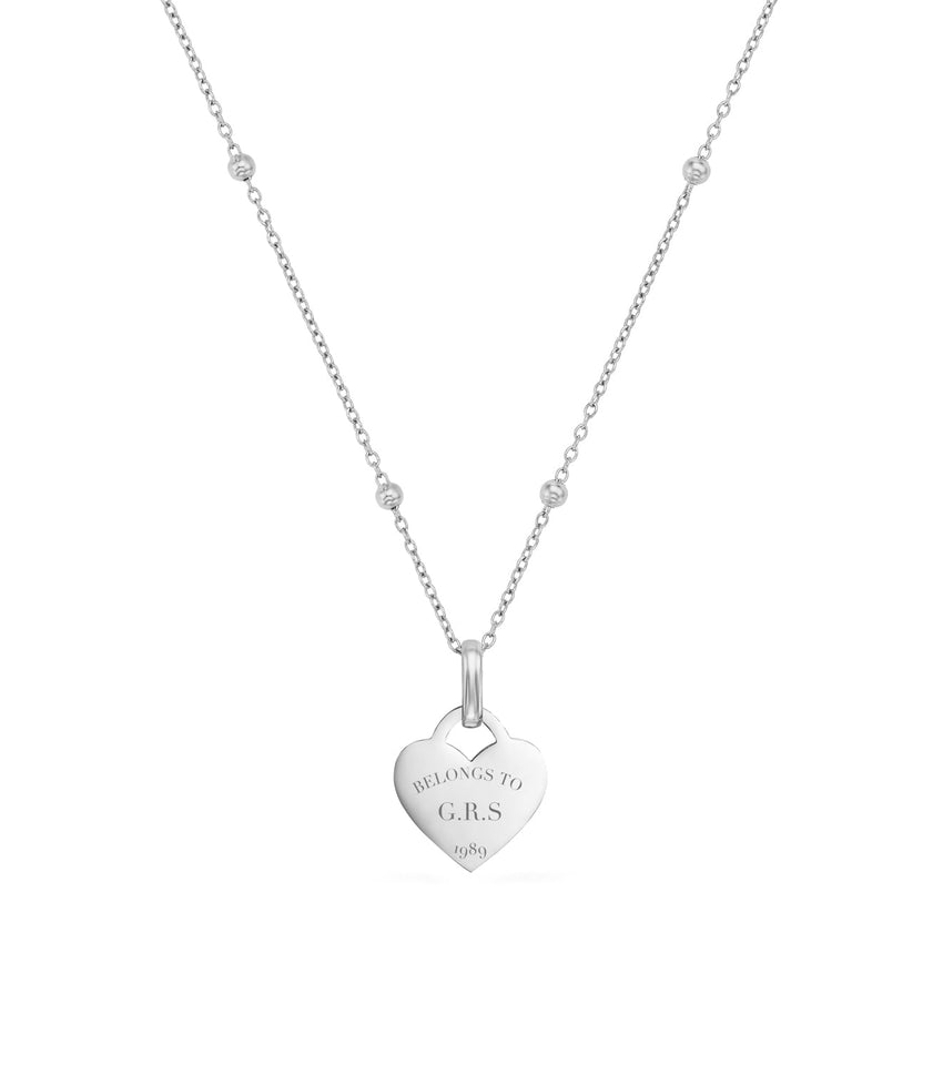Mini Heart Token Necklace (Silver)