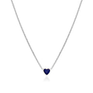 Made Mine Mini Heart Birthstone Necklace (Silver)