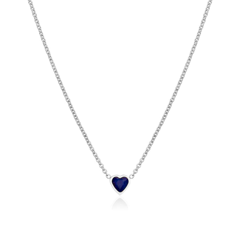 Made Mine Mini Heart Birthstone Necklace (Silver)