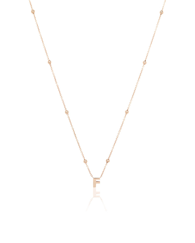 Mini Letter Sphere Chain Necklace (Rose Gold)