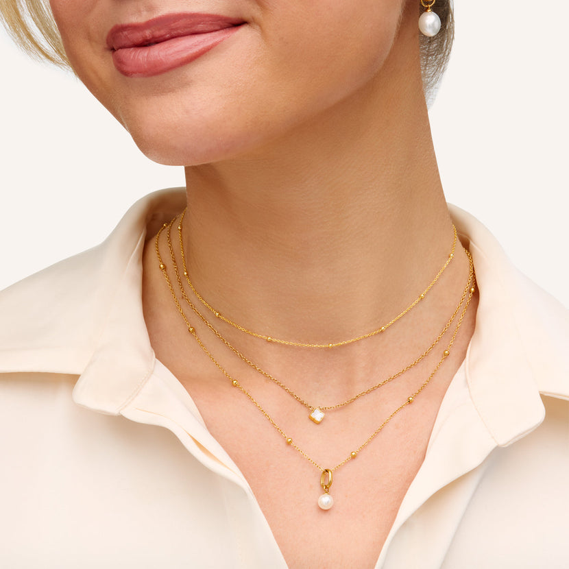 Mini Pearl Necklace Bridesmaids Gift Set (Gold)