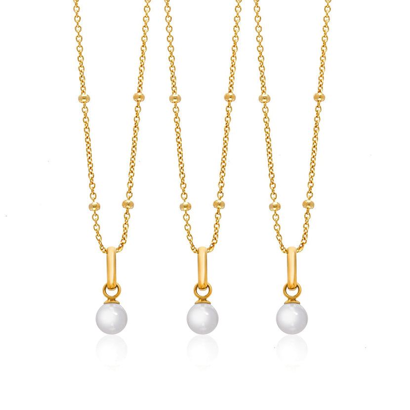 Mini Pearl Necklace Bridesmaids Gift Set (Gold)