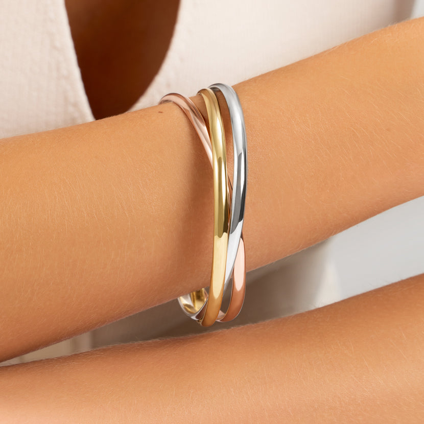 Trilogy Bangle (Gold/Rose Gold/Silver)