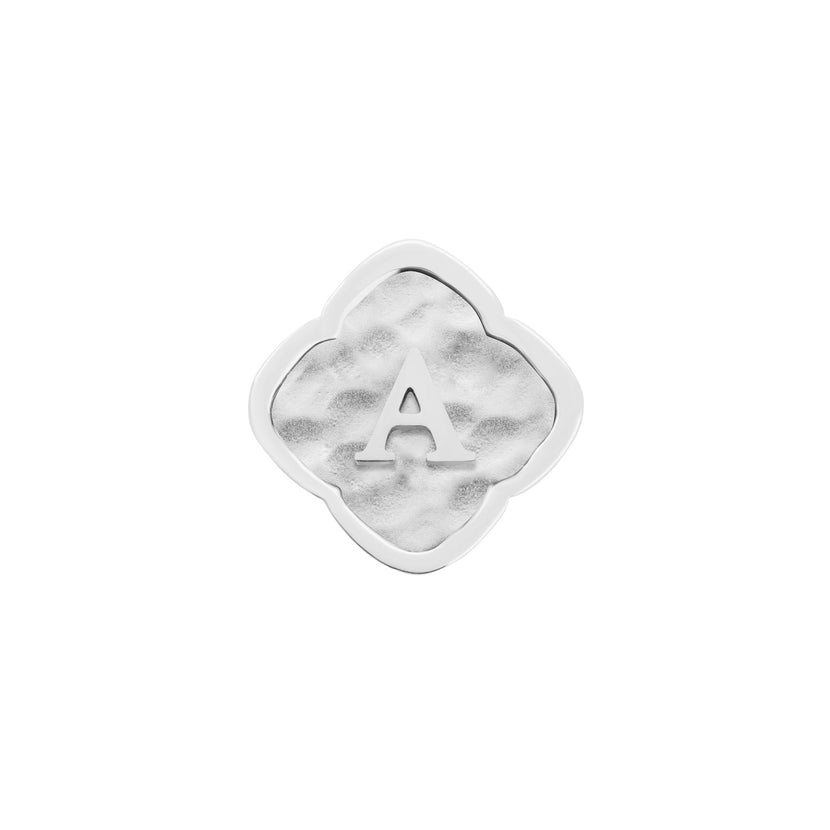 Rosette Molten Clover Charms (Silver) - Initials