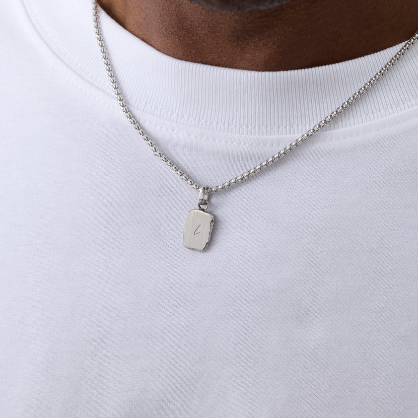 Men's Molten Edge Tag Necklace (Silver)