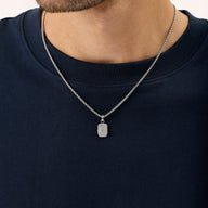 Men's Molten Edge Tag Necklace (Silver)