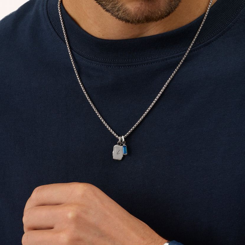 Men's Molten Edge Tag Necklace (Silver)