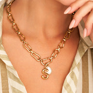 Molten Initial & Organic Moonstone Necklace (Gold)