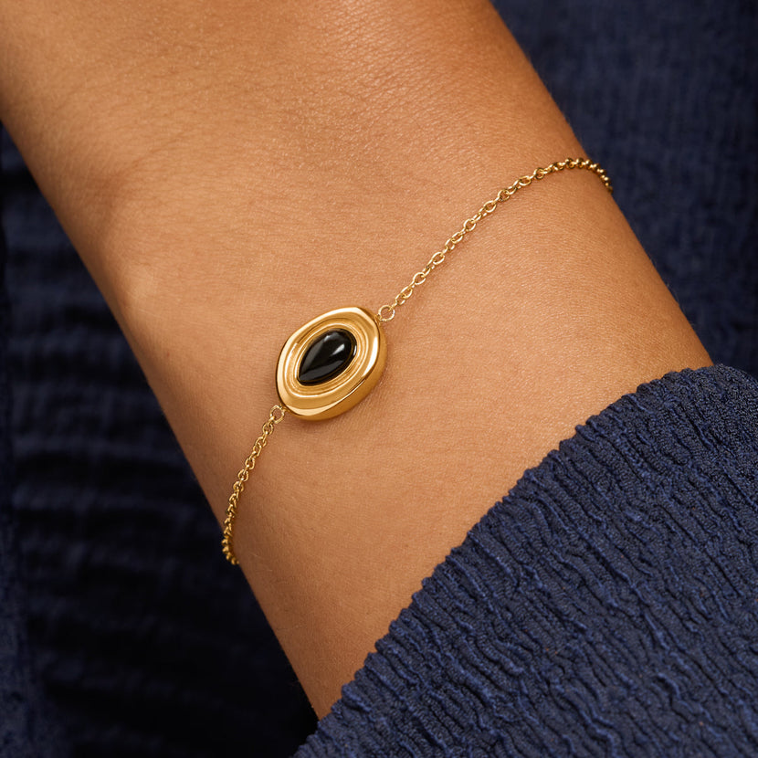 Black Onyx Molten Bracelet (Gold)