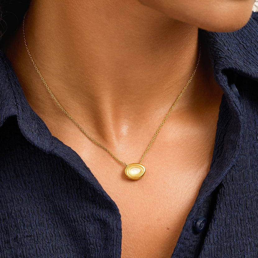 Pearl Molten Necklace (Gold)
