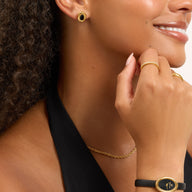 Black Onyx Molten Stud Earrings (Gold)