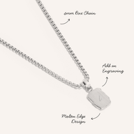 Men's Molten Edge Tag Necklace (Silver)