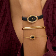 Black Onyx Molten Bracelet (Gold)