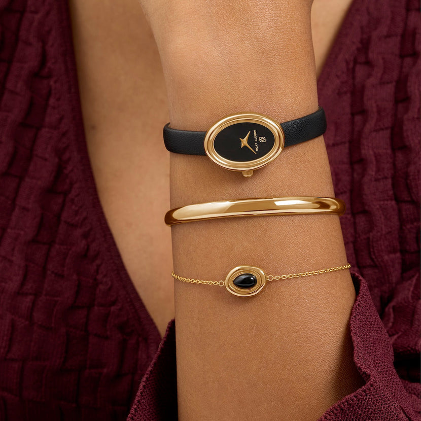 Black Onyx Molten Bracelet (Gold)