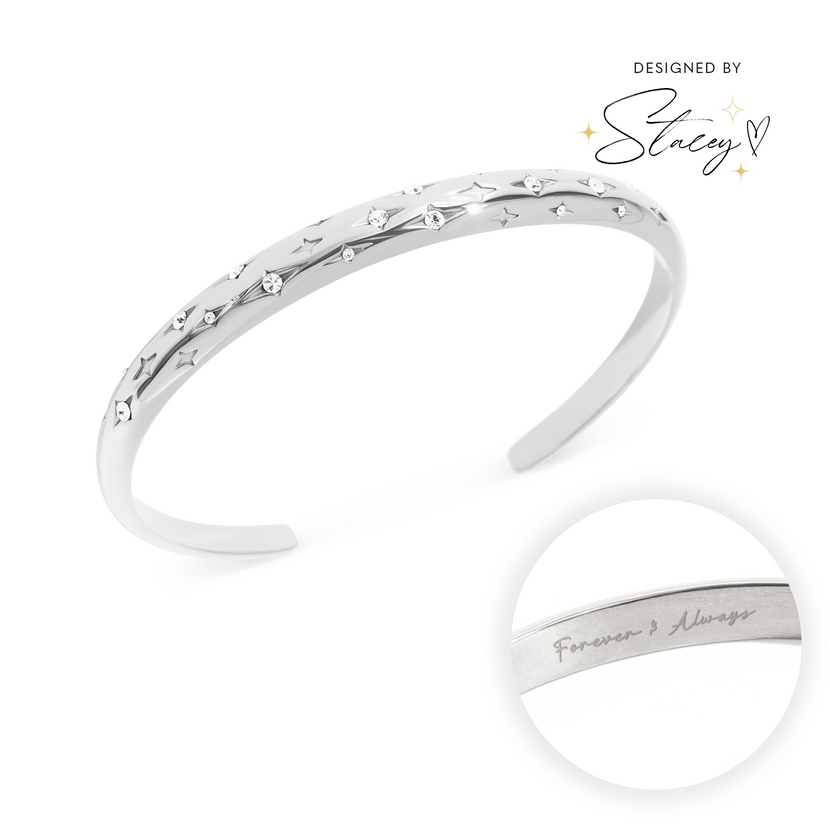 Custom Moon and Back Bangle (Silver)