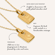 Fingerprint Moon & Star Tag Necklace (Gold)