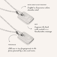 Fingerprint Moon & Star Tag Necklace (Silver)