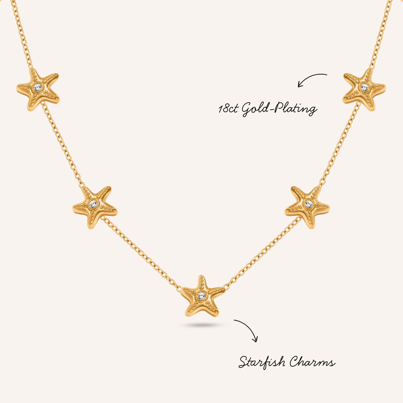 Multi Starfish Necklace (Gold)