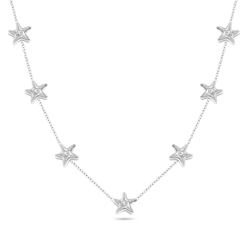Multi Starfish Necklace (Silver)