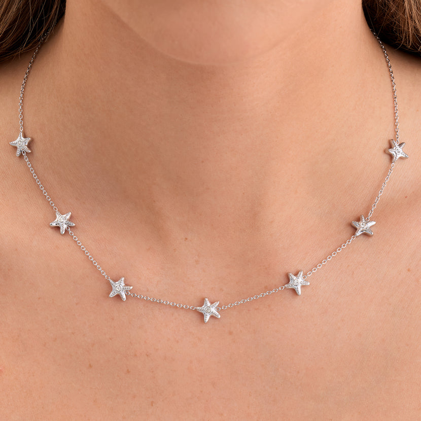 Multi Starfish Necklace (Silver)